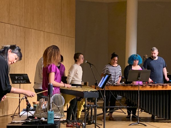 Bora Yoon, Caroline Shaw, and Mantra Percussion at New Music Gathering. Photo courtesy of NMG.